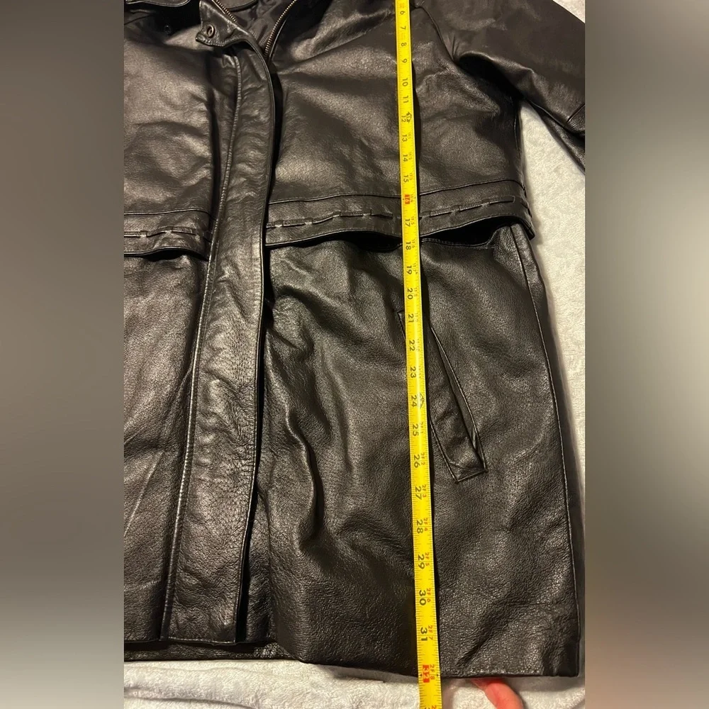 Phase Two Heavy LEATHER Hooded Coat Anorak Windbreaker Men’s Large, Women’s XL